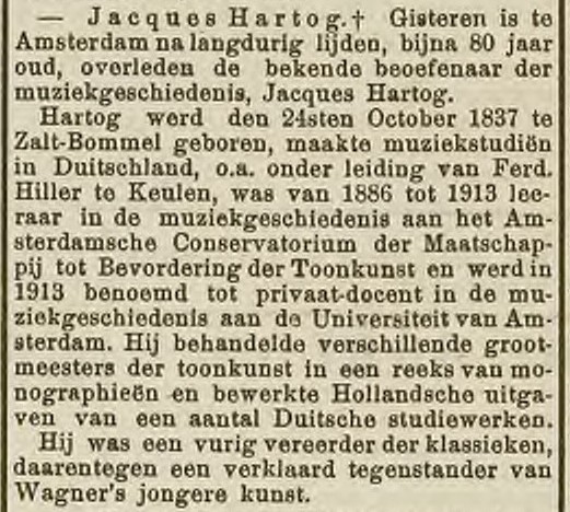 Bericht van overlijden jac Hartog
